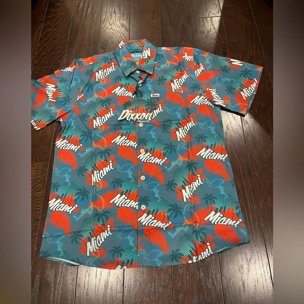 Dixxon Flannel Co Shirt Men Size Medium The Vice Party Miami Turquoise Shirt NEW